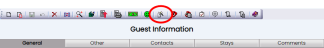 Guest Information tool bar example with Special Requests/Preferences icon highlighted